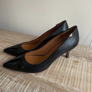 Tory Burch Black Penelope Cap Toe Pump - Size 7.5